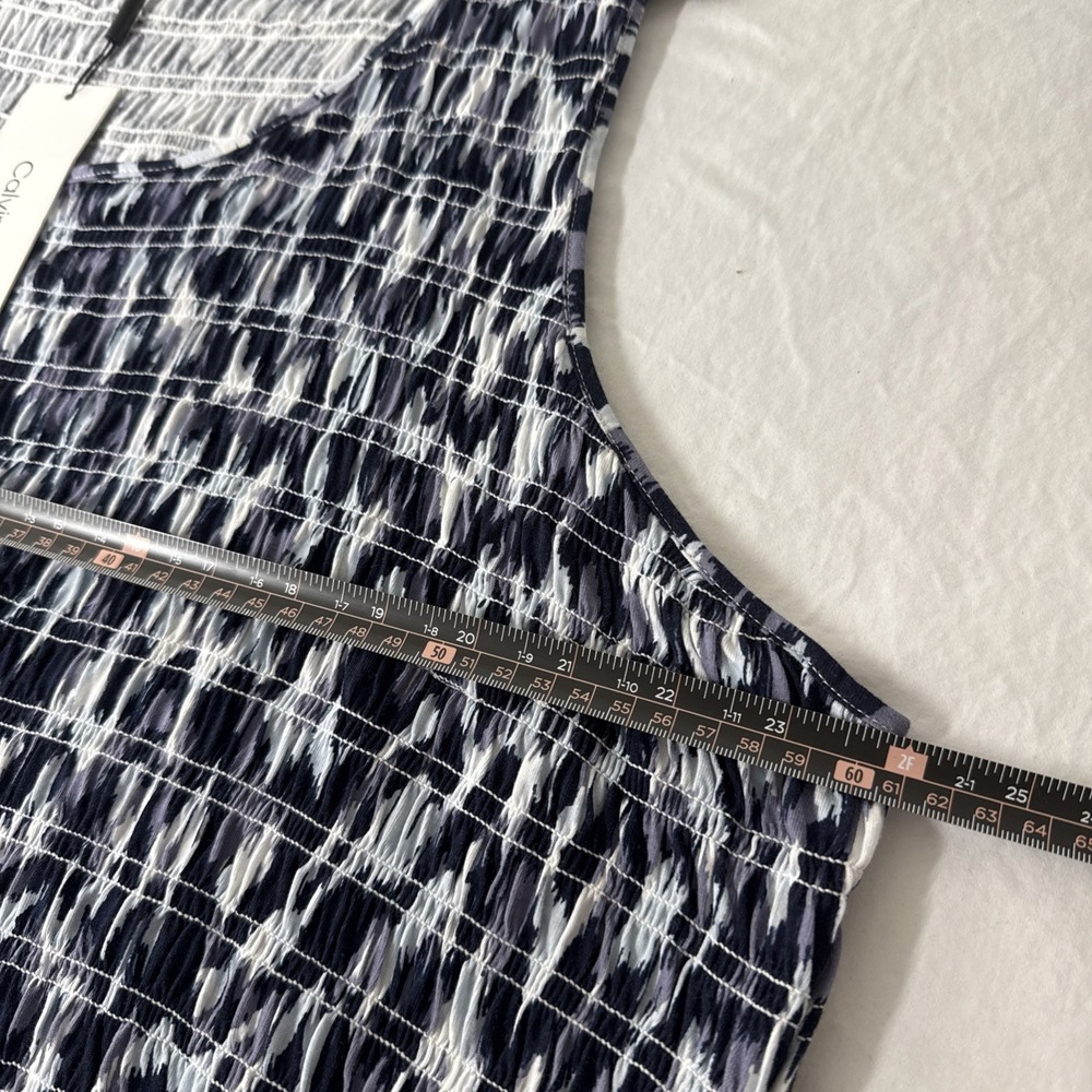 Calvin Klein New 3x Cotton Blend Long Tank Dress Smocked Abstract Print - Picture 8 of 13